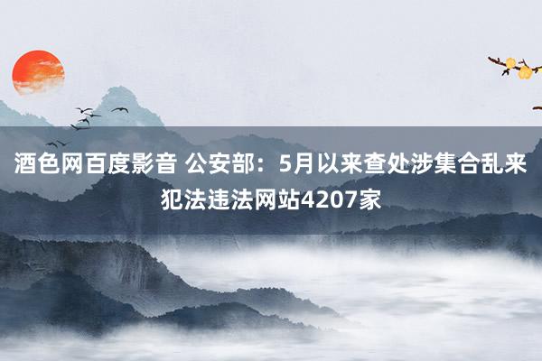 酒色网百度影音 公安部：5月以来查处涉集合乱来犯法违法网站4207家