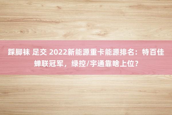 踩脚袜 足交 2022新能源重卡能源排名：特百佳蝉联冠军，绿控/宇通靠啥上位？