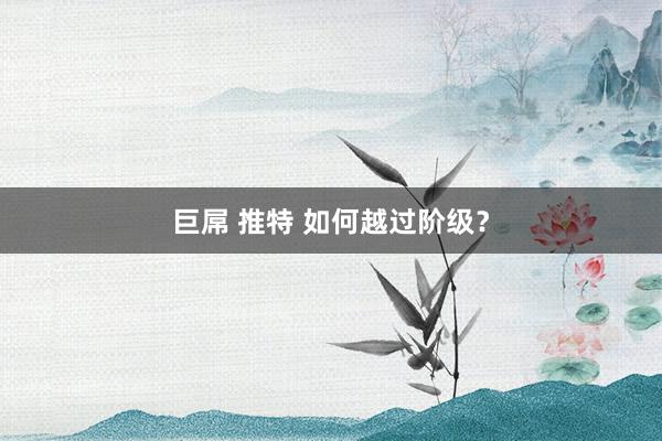 巨屌 推特 如何越过阶级？