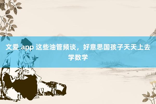 文爱 app 这些油管频谈，好意思国孩子天天上去学数学