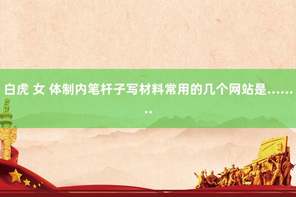 白虎 女 体制内笔杆子写材料常用的几个网站是........