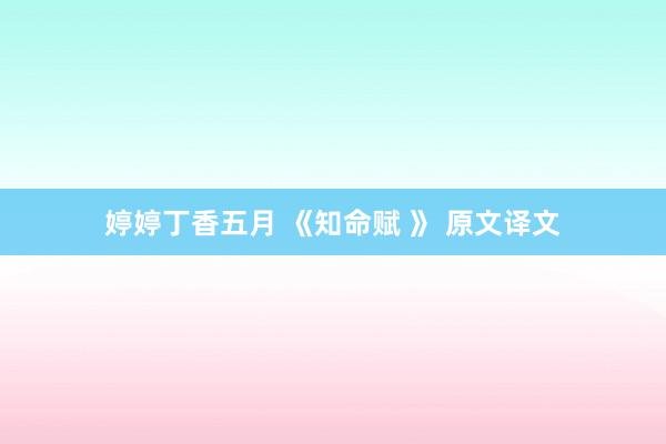 婷婷丁香五月 《知命赋 》 原文译文