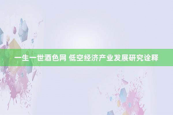 一生一世酒色网 低空经济产业发展研究诠释