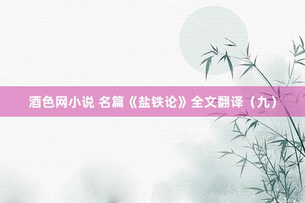 酒色网小说 名篇《盐铁论》全文翻译（九）
